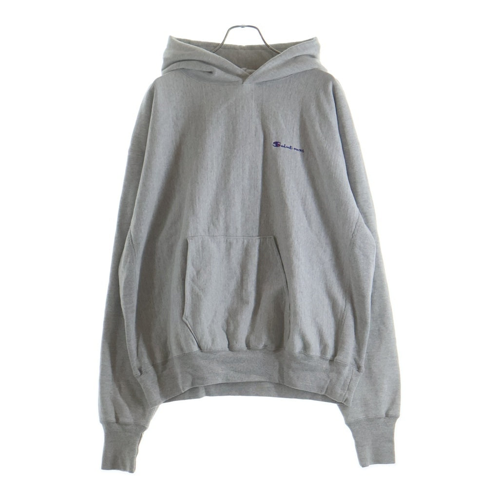 SAINT MICHAEL(セントマイケル) 23AW LOGO HOODIE ロゴ刺繍 スウェットプルオーバーパーカー グレー SM-A23-0000-028