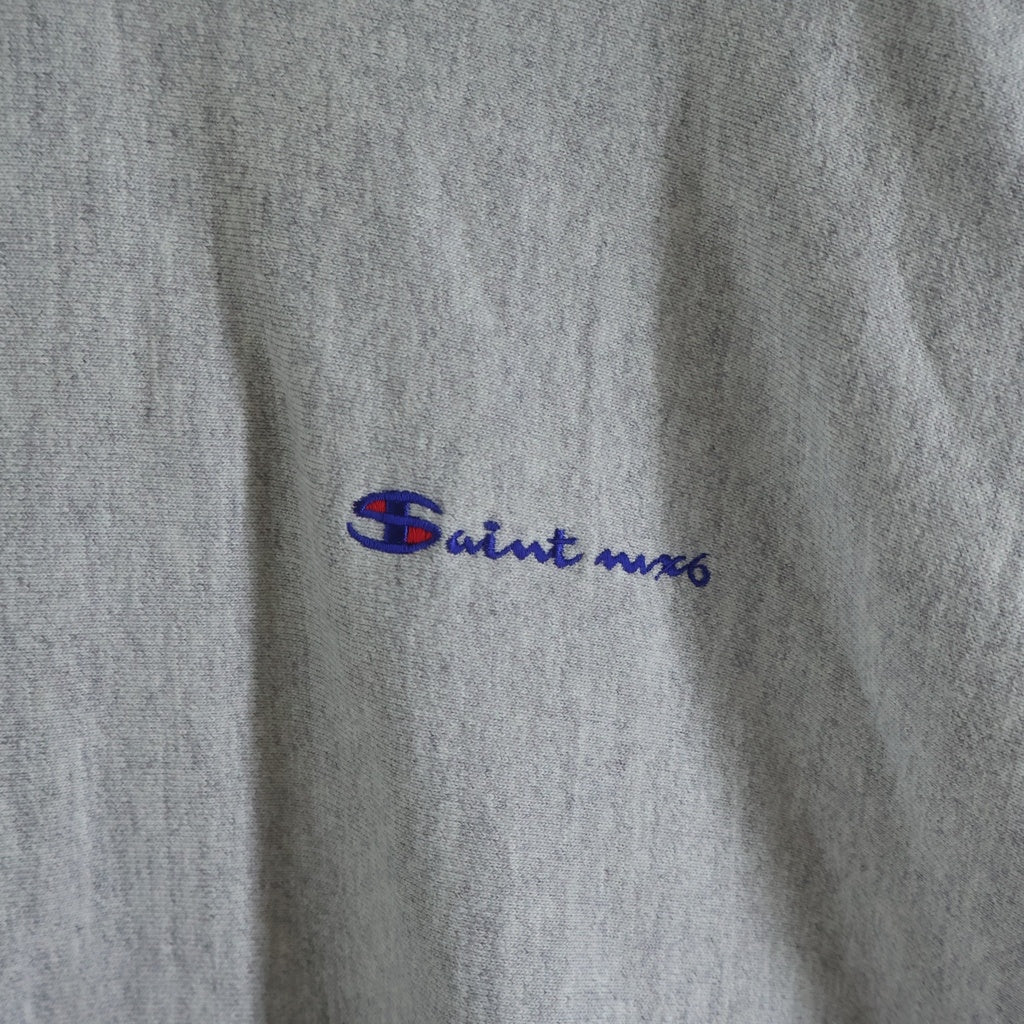 SAINT MICHAEL(セントマイケル) 23AW LOGO HOODIE ロゴ刺繍 スウェットプルオーバーパーカー グレー SM-A23-0000-028