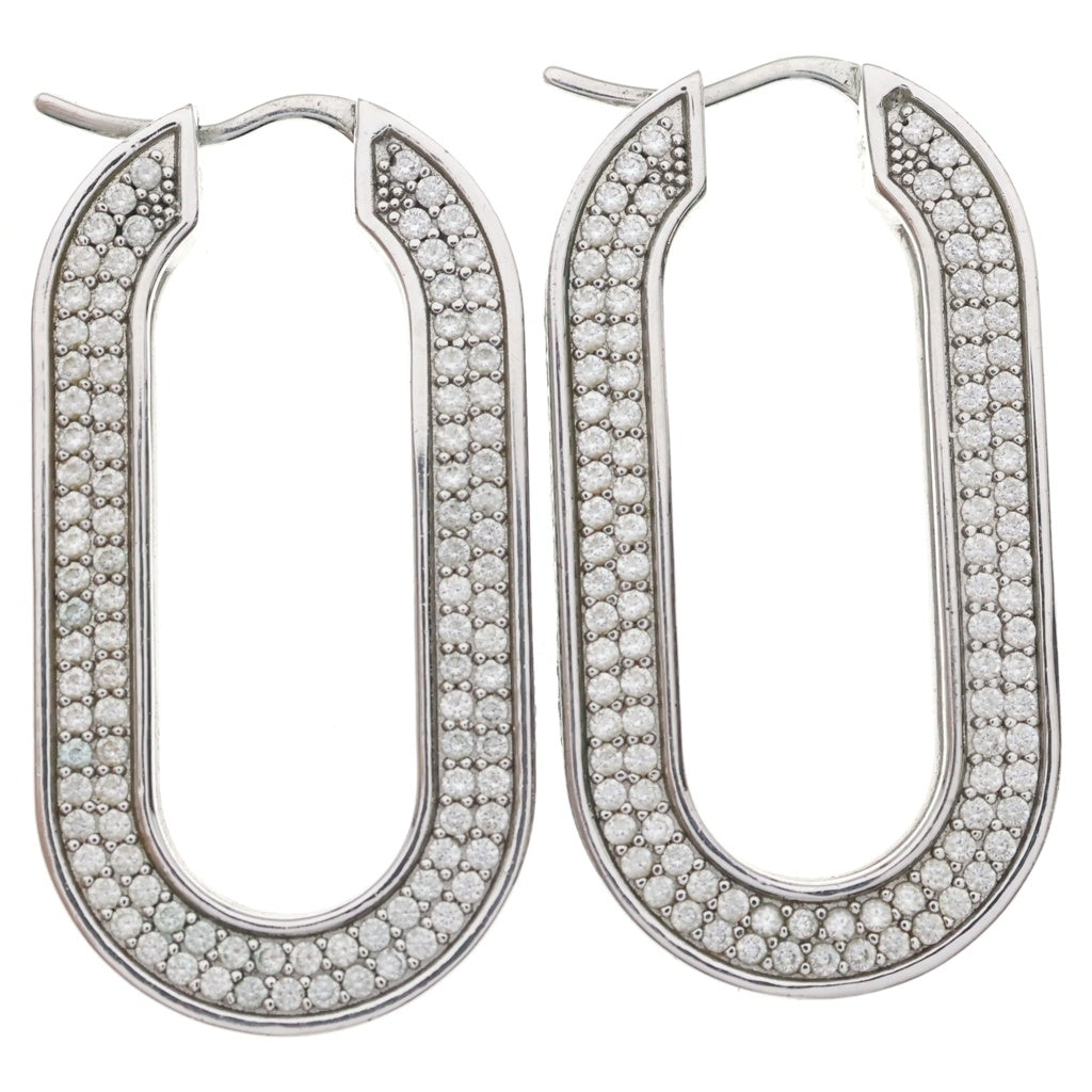 CELINE(セリーヌ) Edwige Crystal Hoop Earrings エドウィジュ クリスタル フープピアス シルバー レディース