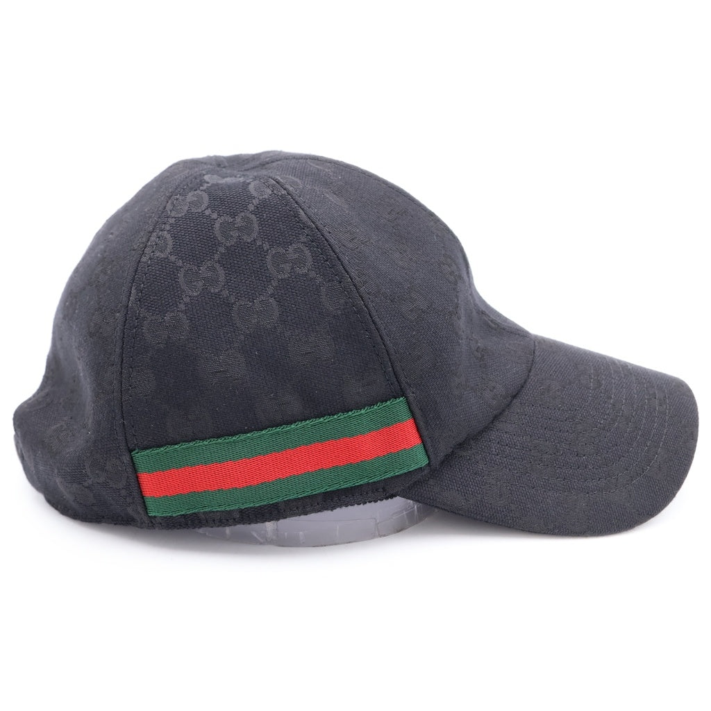 GUCCI(グッチ) GGスプリーム ロゴデザイン ベースボールキャップ 帽子 ブラック 8726324HBJP