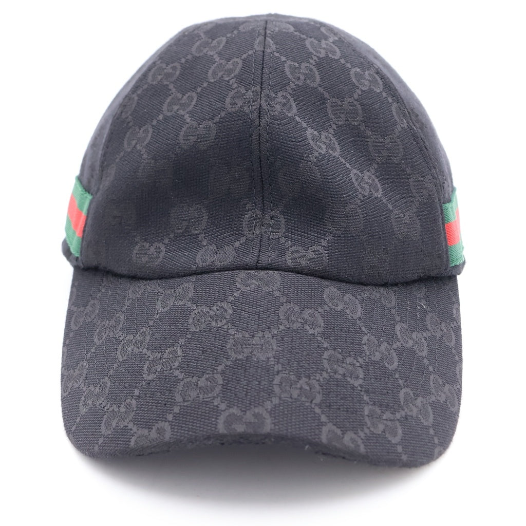 GUCCI(グッチ) GGスプリーム ロゴデザイン ベースボールキャップ 帽子 ブラック 8726324HBJP
