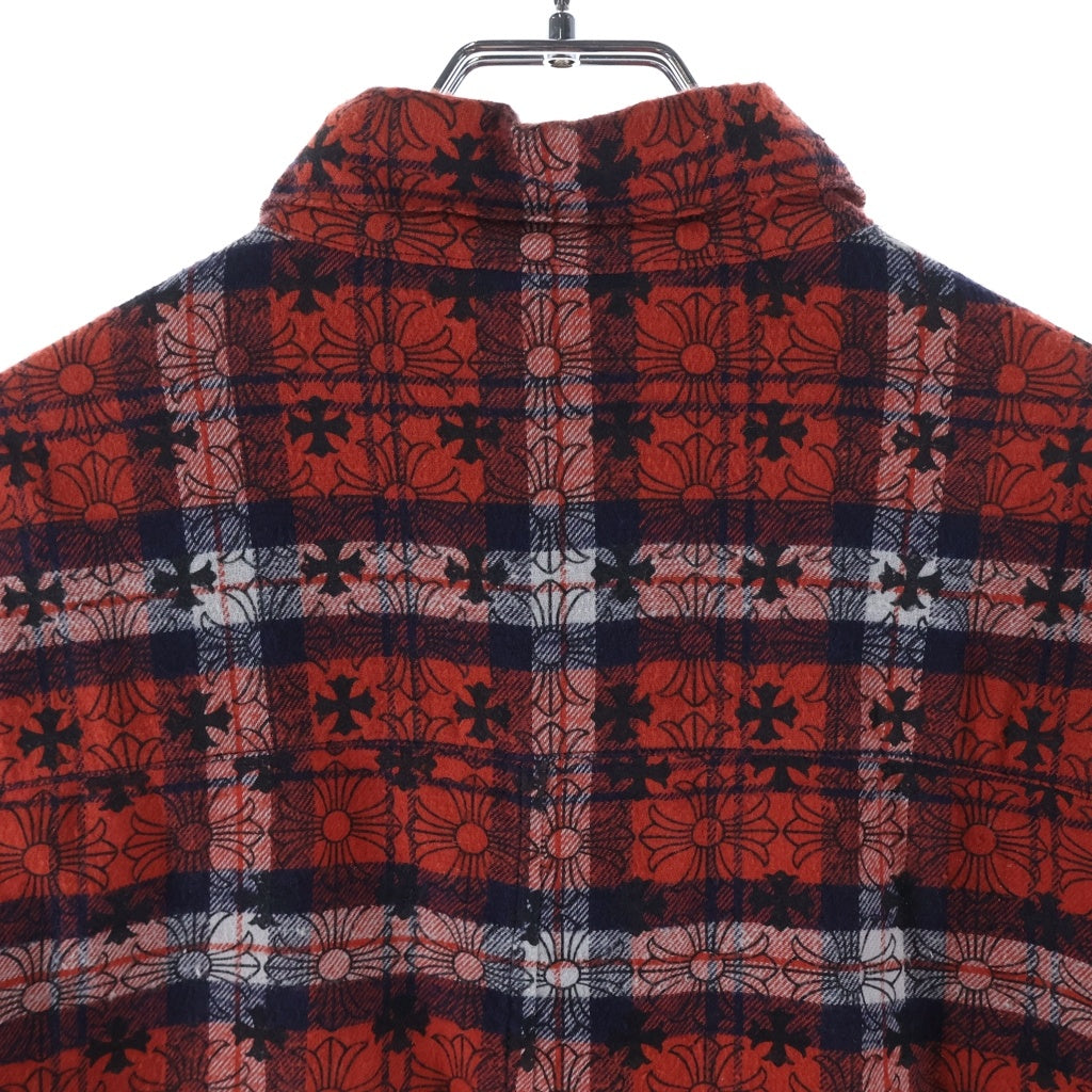 CHROME HEARTS(クロムハーツ) LOOSE ENDS ルーズエンド クロスボールボタン 長袖チェックシャツ レッド