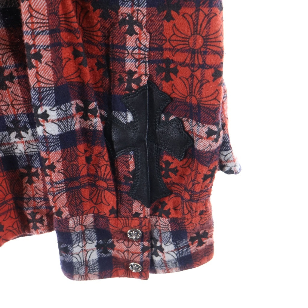 CHROME HEARTS(クロムハーツ) LOOSE ENDS ルーズエンド クロスボールボタン 長袖チェックシャツ レッド