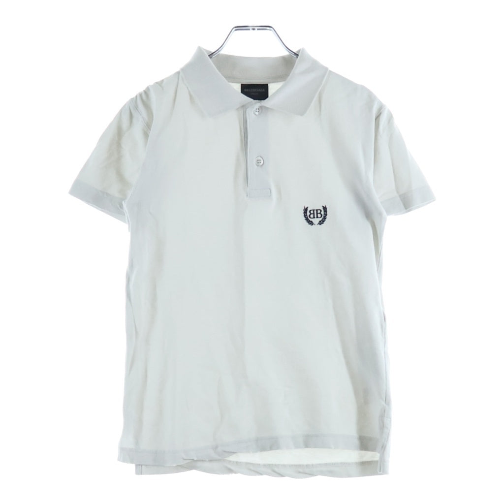 BALENCIAGA(バレンシアガ) Short Sleeve Fitted Polo ショートスリーブフィッテッドポロ ロゴエンブロイダリー 半袖ポロシャツ グレー 833244 TSVC7