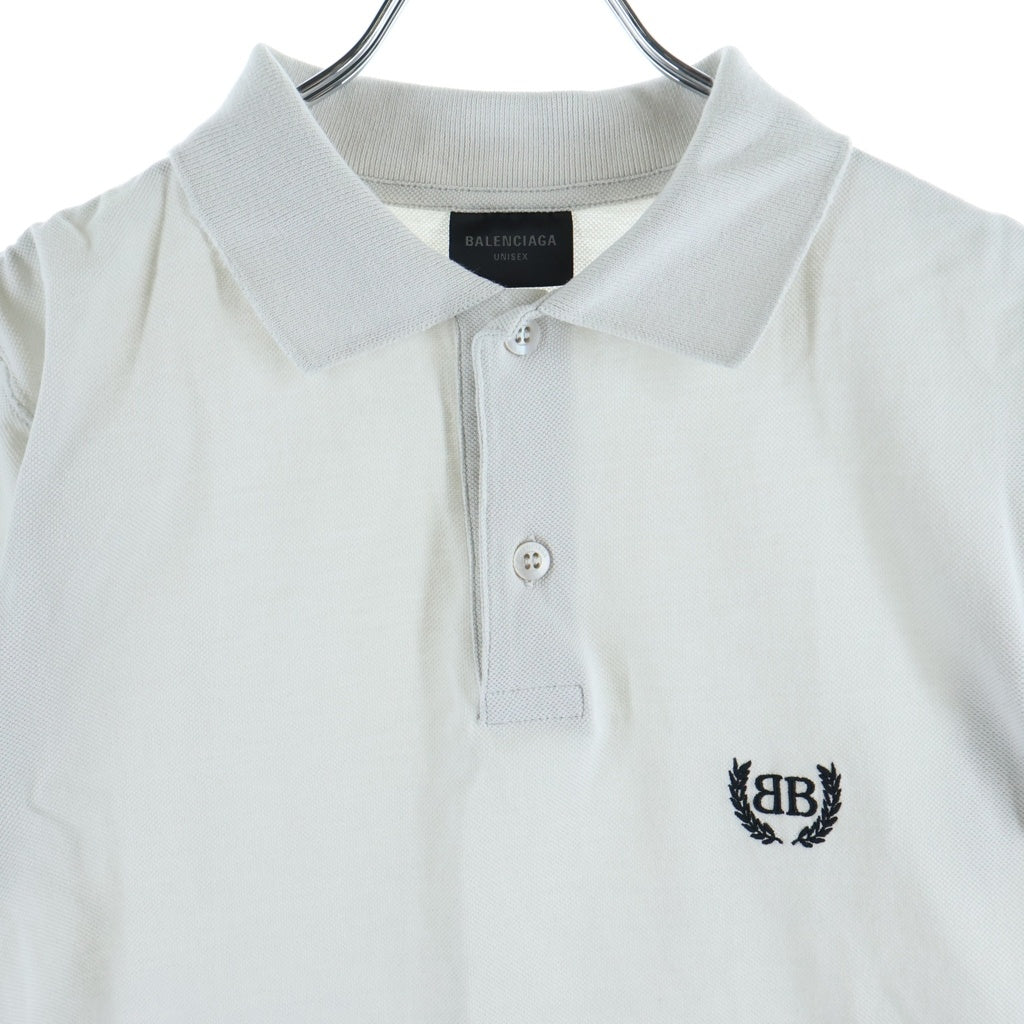 BALENCIAGA(バレンシアガ) Short Sleeve Fitted Polo ショートスリーブフィッテッドポロ ロゴエンブロイダリー 半袖ポロシャツ グレー 833244 TSVC7