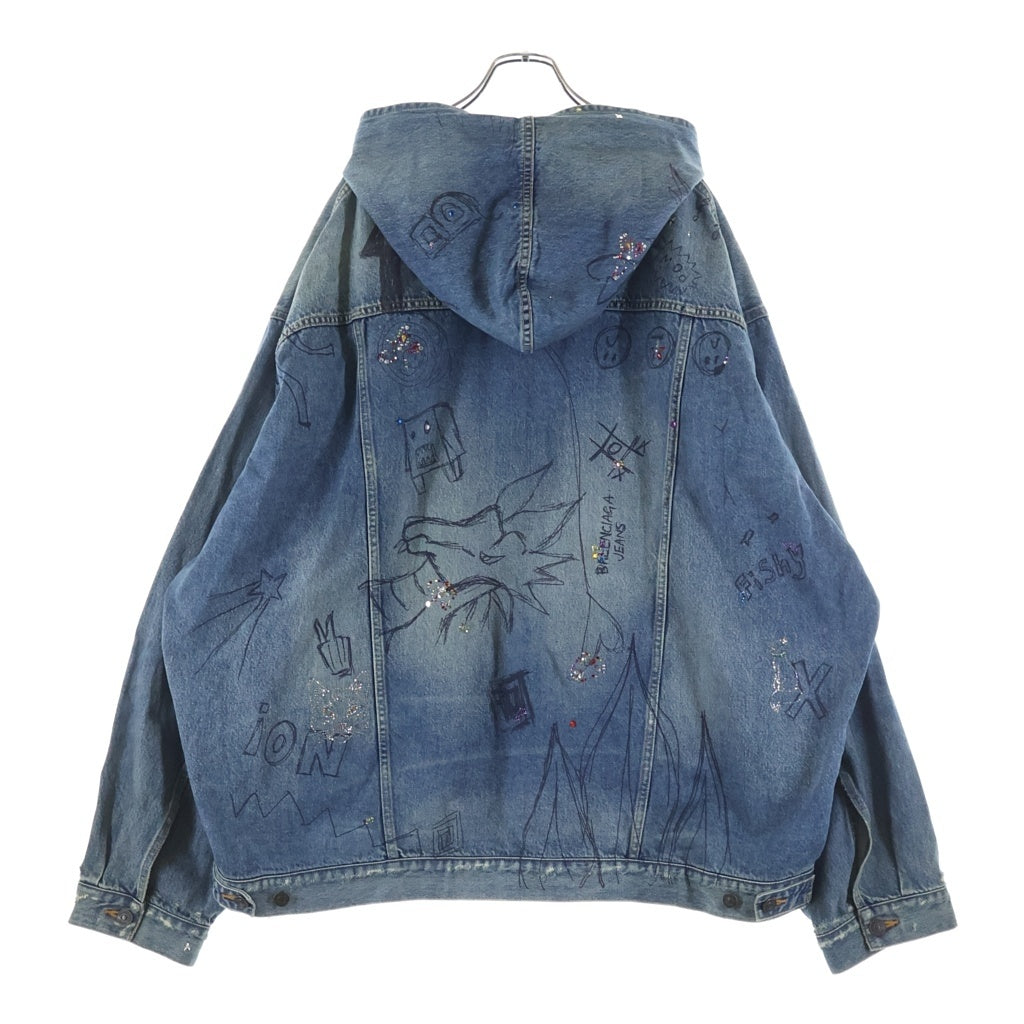 BALENCIAGA(バレンシアガ) 22AW グラフィティオーバーサイズフーテッドデニムジャケット インディゴ 719315 TNW56 719315 TNW56