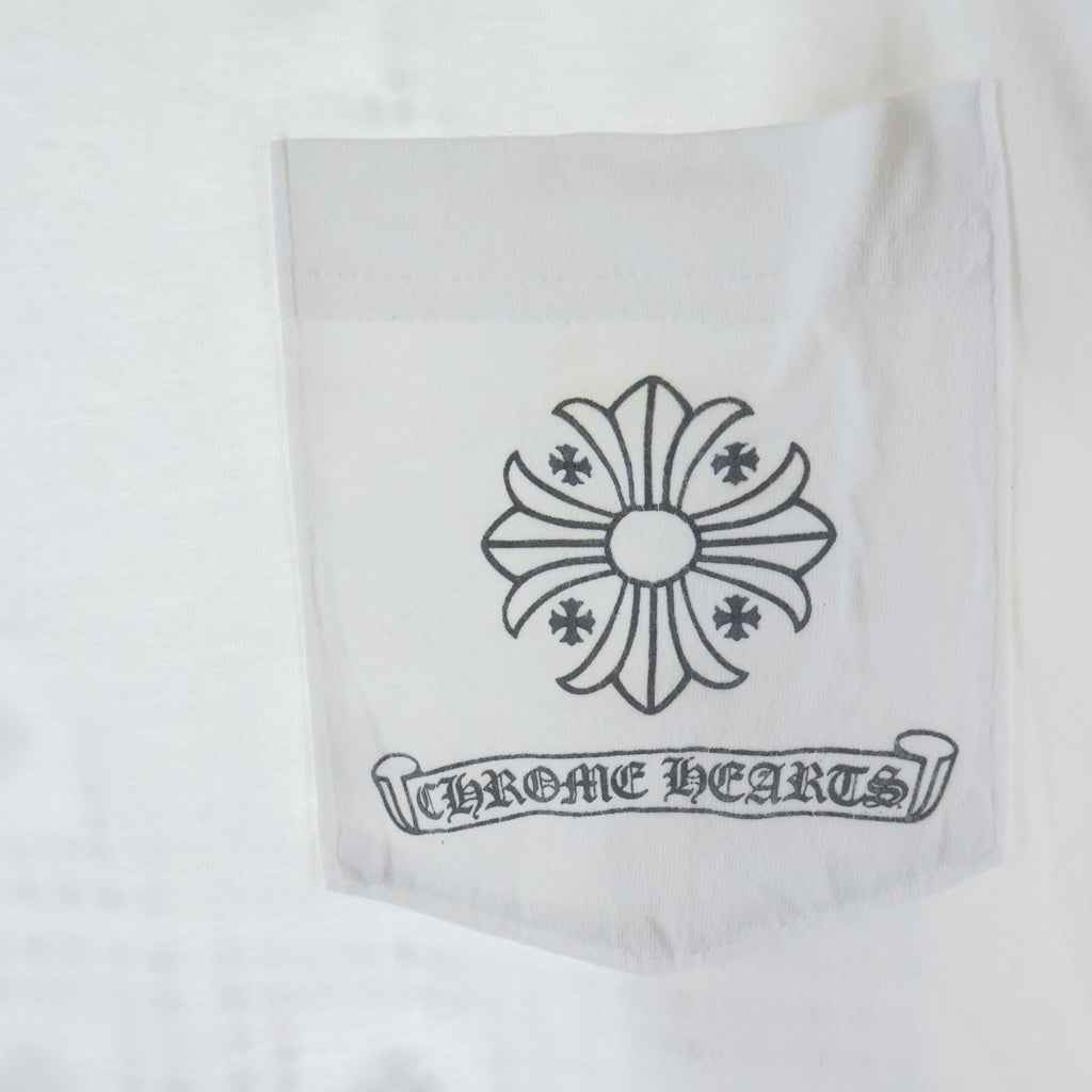 CHROME HEARTS(クロムハーツ) MULTI PLUS POKET LONGSLEEVE TEE マルチプラスロゴデザイン クルーネック カットソー 長袖Tシャツ ホワイト