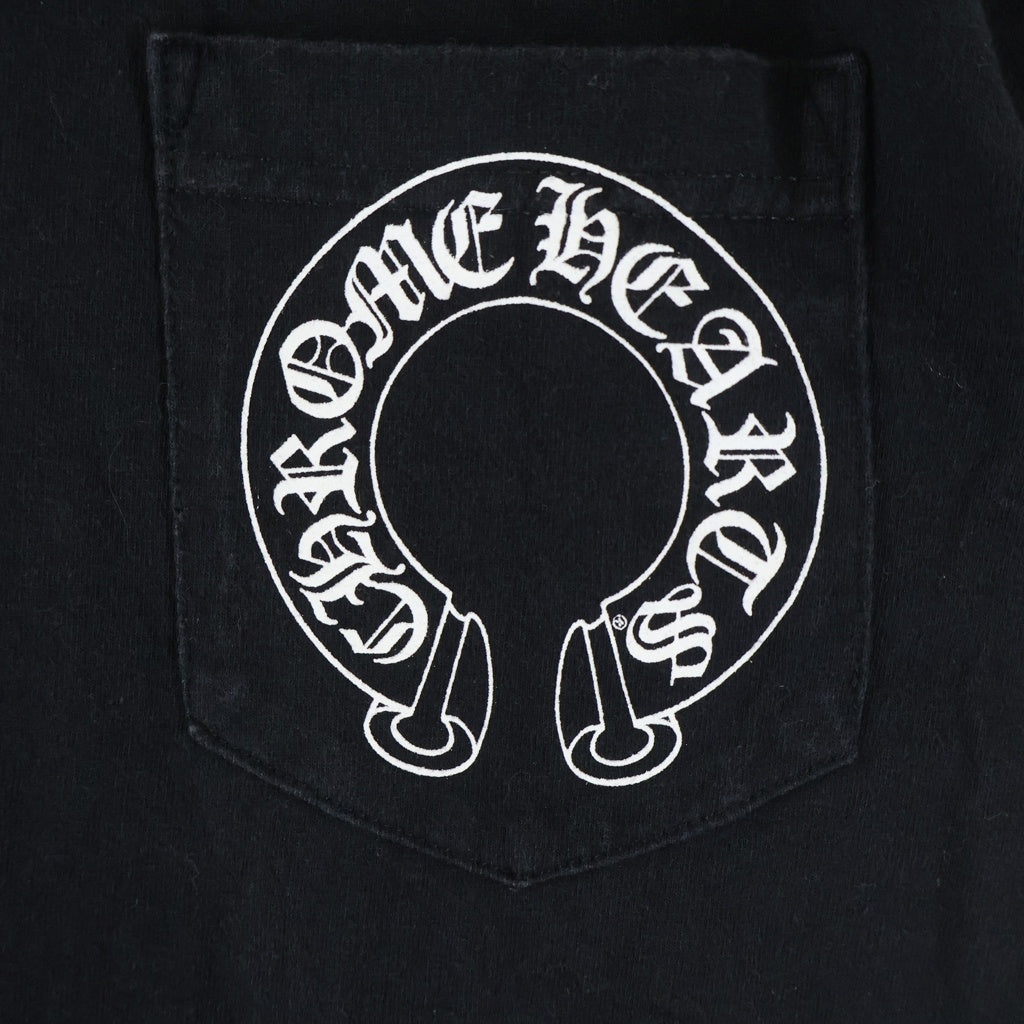 CHROME HEARTS(クロムハーツ) OLD CH PULS オールド プラス ロゴデザイン クルーネック カットソー 半袖Tシャツ ブラック