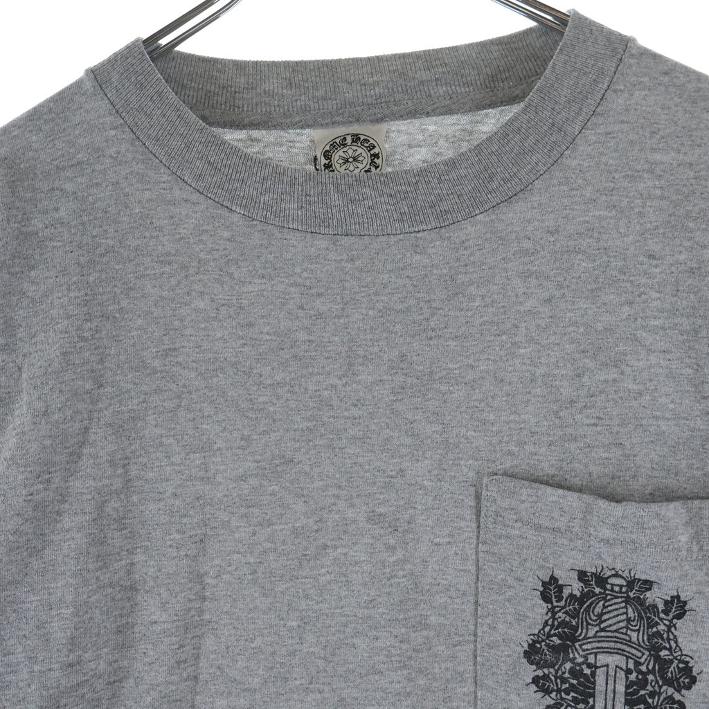 CHROME HEARTS(クロムハーツ) OLD DAGGER CH ダガー アームロゴデザイン クルーネック カットソー 長袖Tシャツ グレー