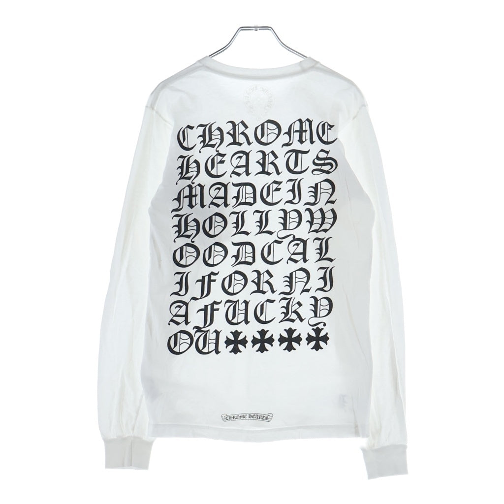 CHROME HEARTS(クロムハーツ) VERTICAL LOGO TEE バーティカルロゴデザイン クルーネック カットソー 長袖Tシャツ ホワイト