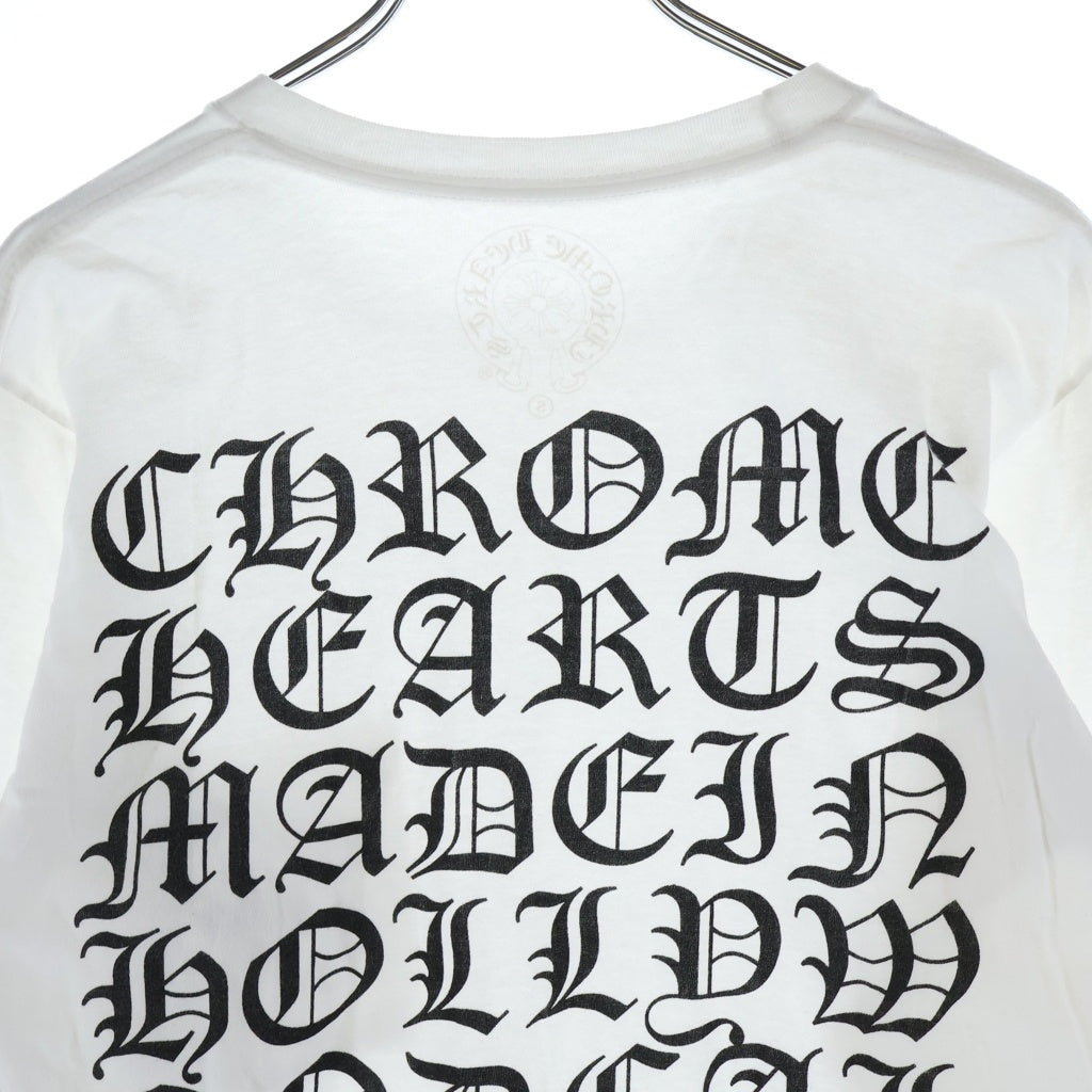 CHROME HEARTS(クロムハーツ) VERTICAL LOGO TEE バーティカルロゴデザイン クルーネック カットソー 長袖Tシャツ ホワイト