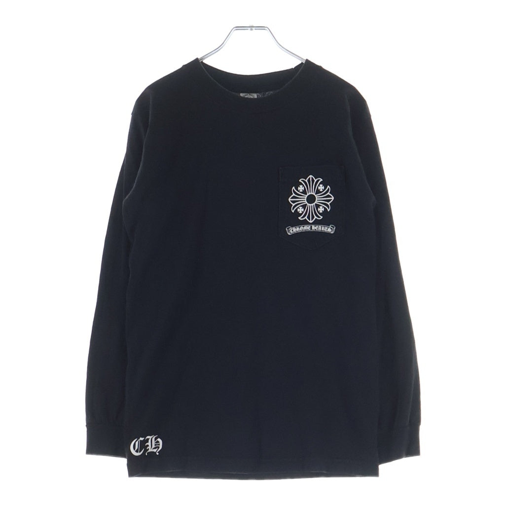 CHROME HEARTS(クロムハーツ) OLD CH PLUS L/S TEE オールド バックCHプラス ロゴデザイン クルーネック カットソー 長袖Tシャツ ブラック