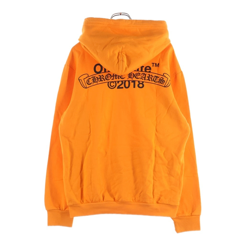 CHROME HEARTS(クロムハーツ) ×OFFWHITE オフホワイト ロゴデザイン フーデッド スウェット パーカー オレンジ