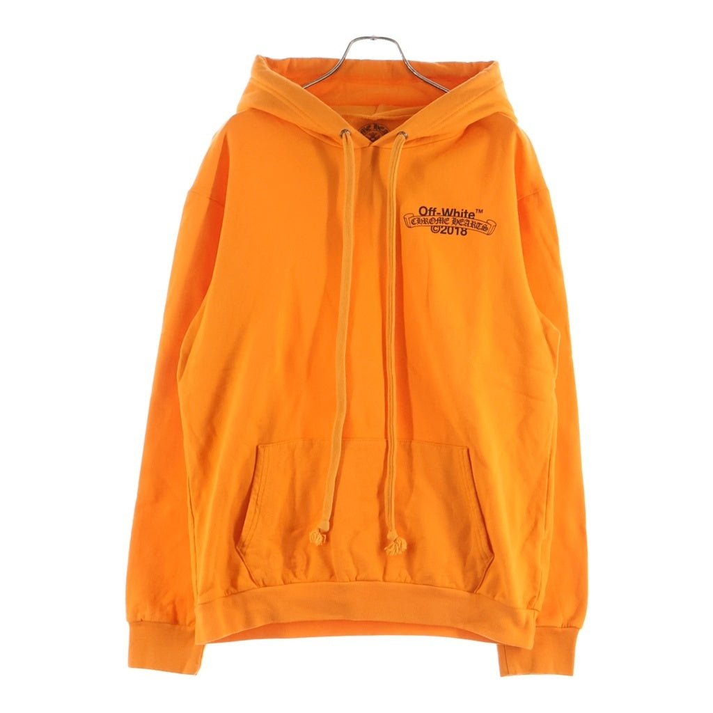 CHROME HEARTS(クロムハーツ) ×OFFWHITE オフホワイト ロゴデザイン フーデッド スウェット パーカー オレンジ