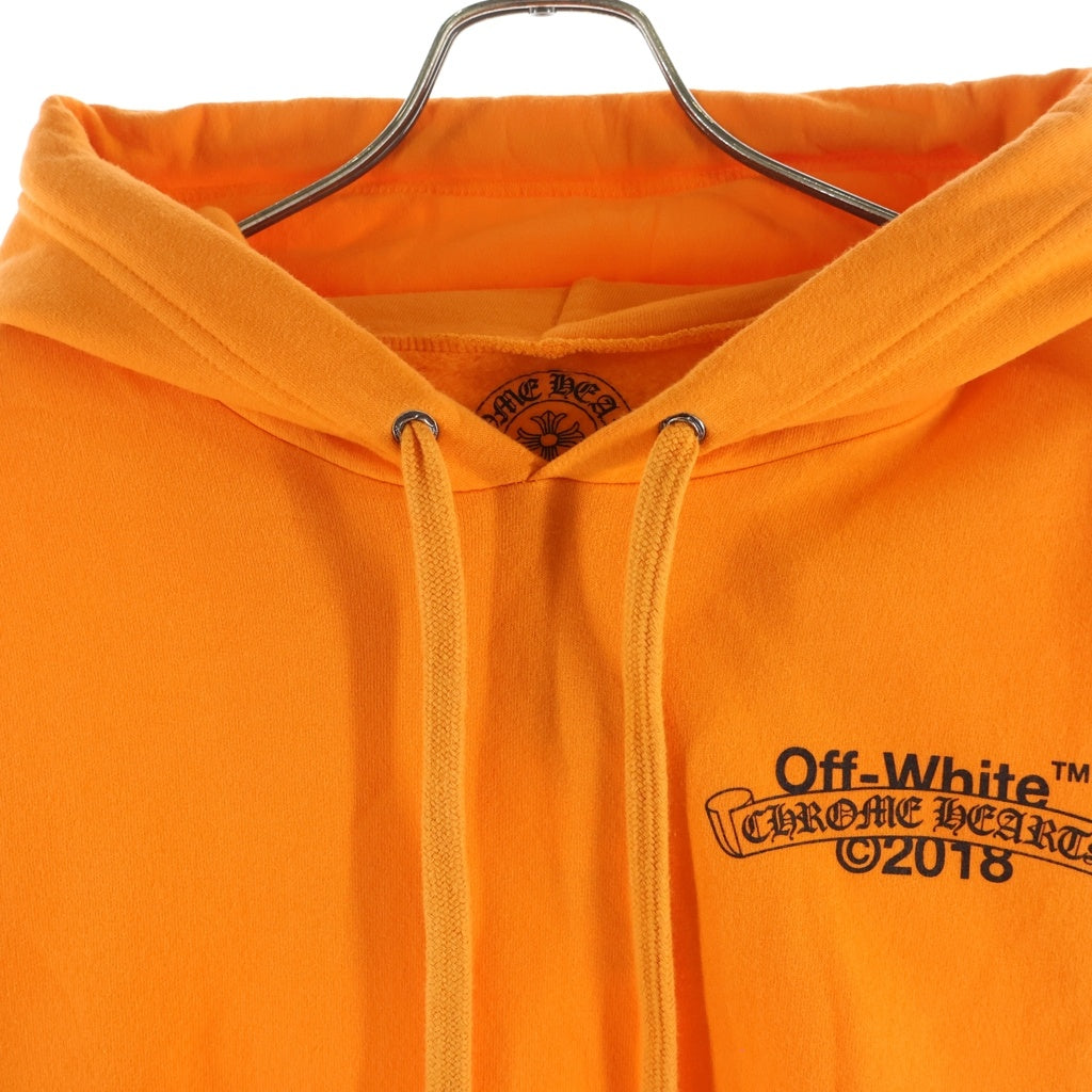 CHROME HEARTS(クロムハーツ) ×OFFWHITE オフホワイト ロゴデザイン フーデッド スウェット パーカー オレンジ