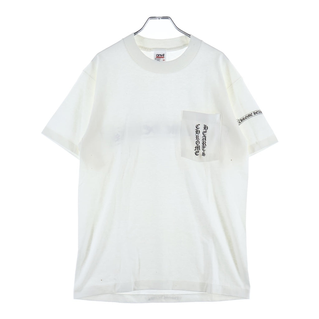 CHROME HEARTS(クロムハーツ) OLD CH T-SHIRT スクロールラベルプリント クルーネック ポケット anvil タグ 半袖Tシャツカットソー ホワイト