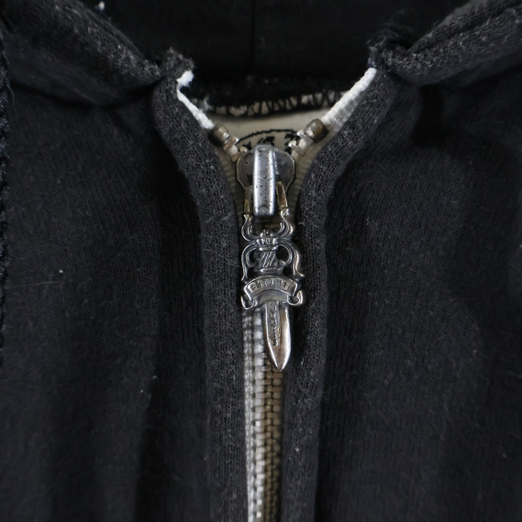 CHROME HEARTS(クロムハーツ) OLD SWTSHRT HORSESHOE ZIP HOODIE オールド 裏地サーマル ホースシュープリント ダガージップフーディ パーカー ブラック