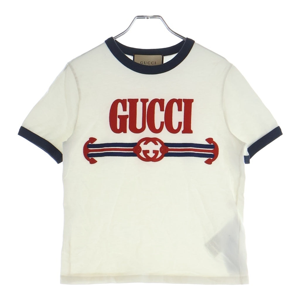 GUCCI(グッチ) インターロッキングG ウェブ コットンジャージーミニ半袖Tシャツ カットソー ホワイト レディース 723566 XJFQQ
