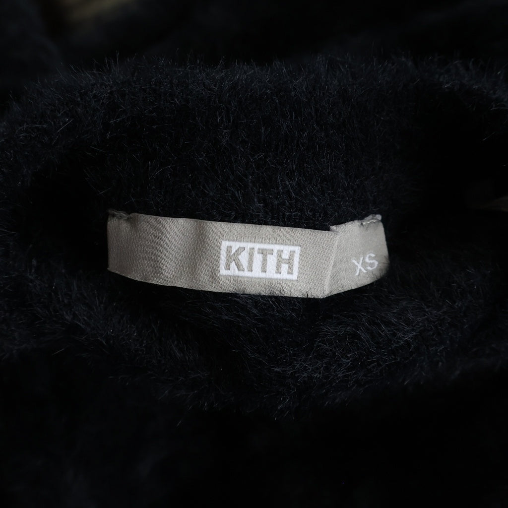 KITH(キス) 胸元ロゴ刺繍 シャギーニットセーター ブラック - レディース