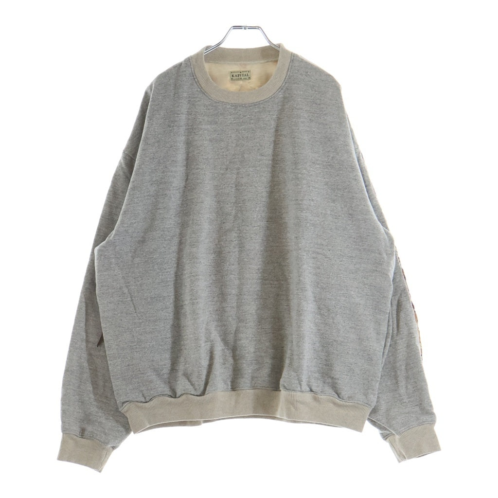 KAPITAL(キャピタル) 24SS TOP裏毛 ビバークBIGスウェット PECKISHマリア クルーネックスウェットトレーナー グレー K203LC081