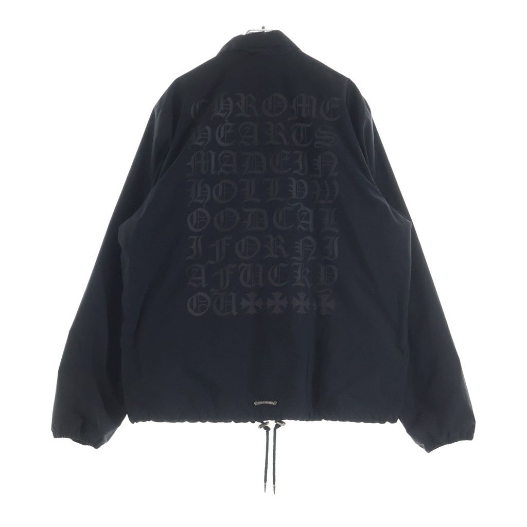 CHROME HEARTS(クロムハーツ) RIGGINS FBRC 英字プリント クロスボールボタン付き/総柄CHプラスプリント ナイロンコーチジャケット ブラック -