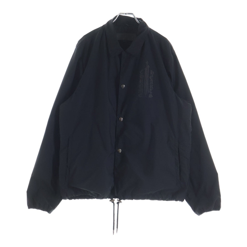 CHROME HEARTS(クロムハーツ) RIGGINS FBRC 英字プリント クロスボールボタン付き/総柄CHプラスプリント ナイロンコーチジャケット ブラック -