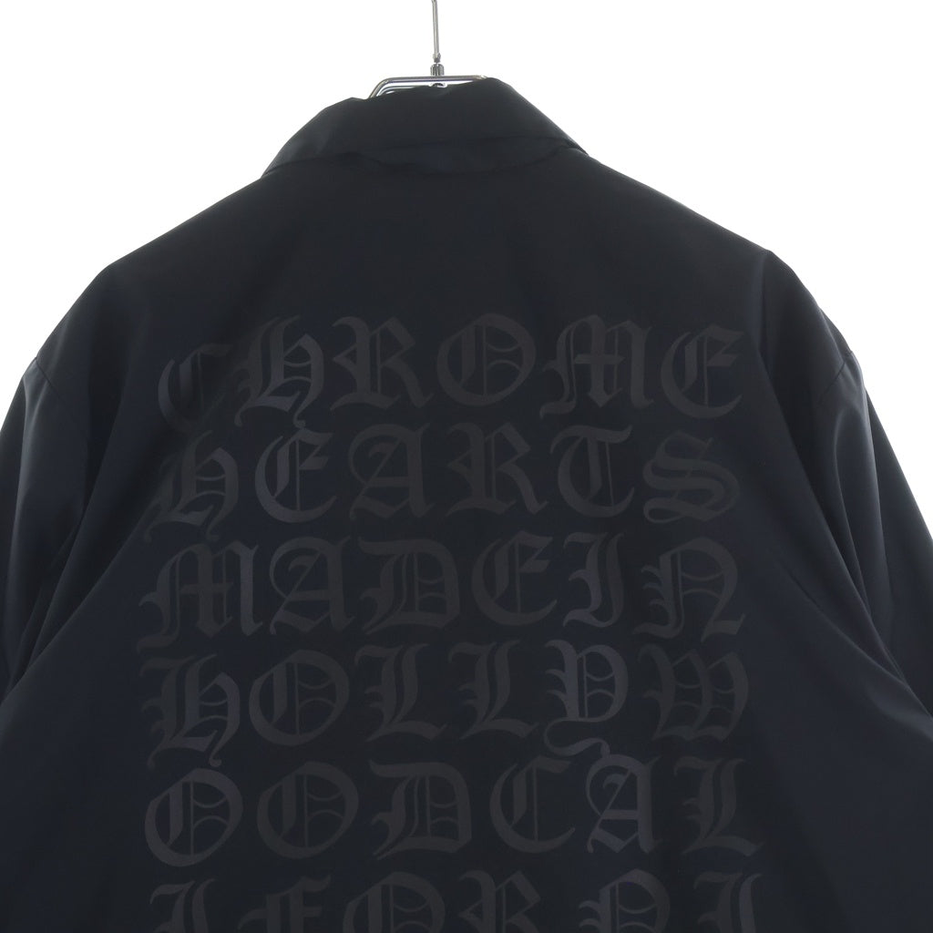 CHROME HEARTS(クロムハーツ) RIGGINS FBRC 英字プリント クロスボールボタン付き/総柄CHプラスプリント ナイロンコーチジャケット ブラック -