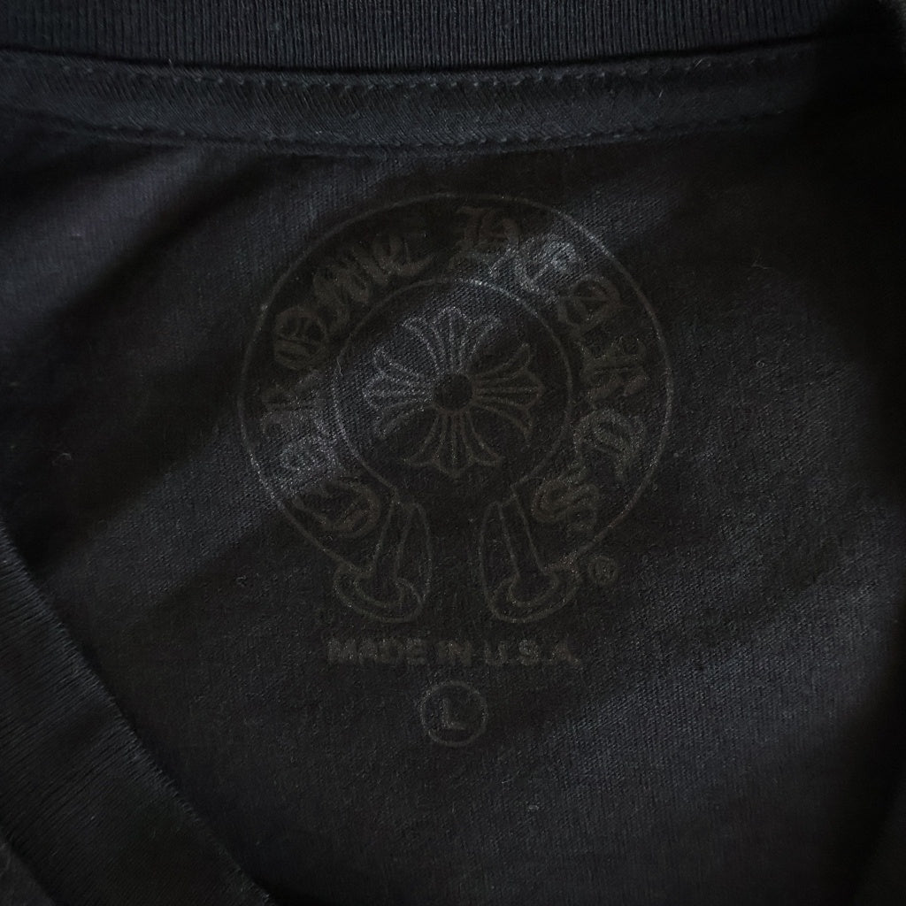 CHROME HEARTS(クロムハーツ) Floral Cross Horseshoe Long Sleeve Tee フローラルクロス ホースシュー ロングスリーブ Tシャツ ブラック/ネオンイエロー -
