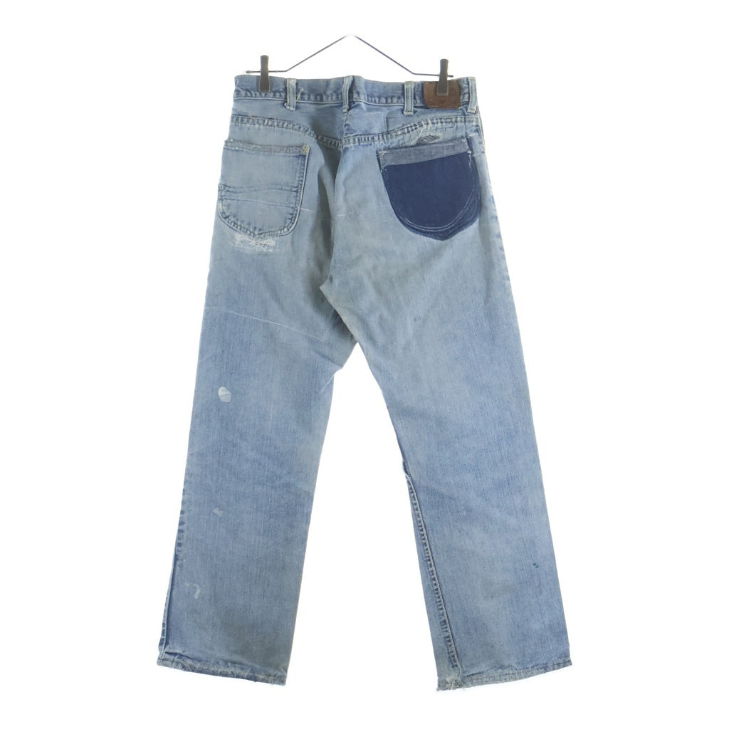 LEE(リー) 70S VINTAGE ヴィンテージ サイド黒タグ あて布 ジップアップ デニムパンツ インディゴ