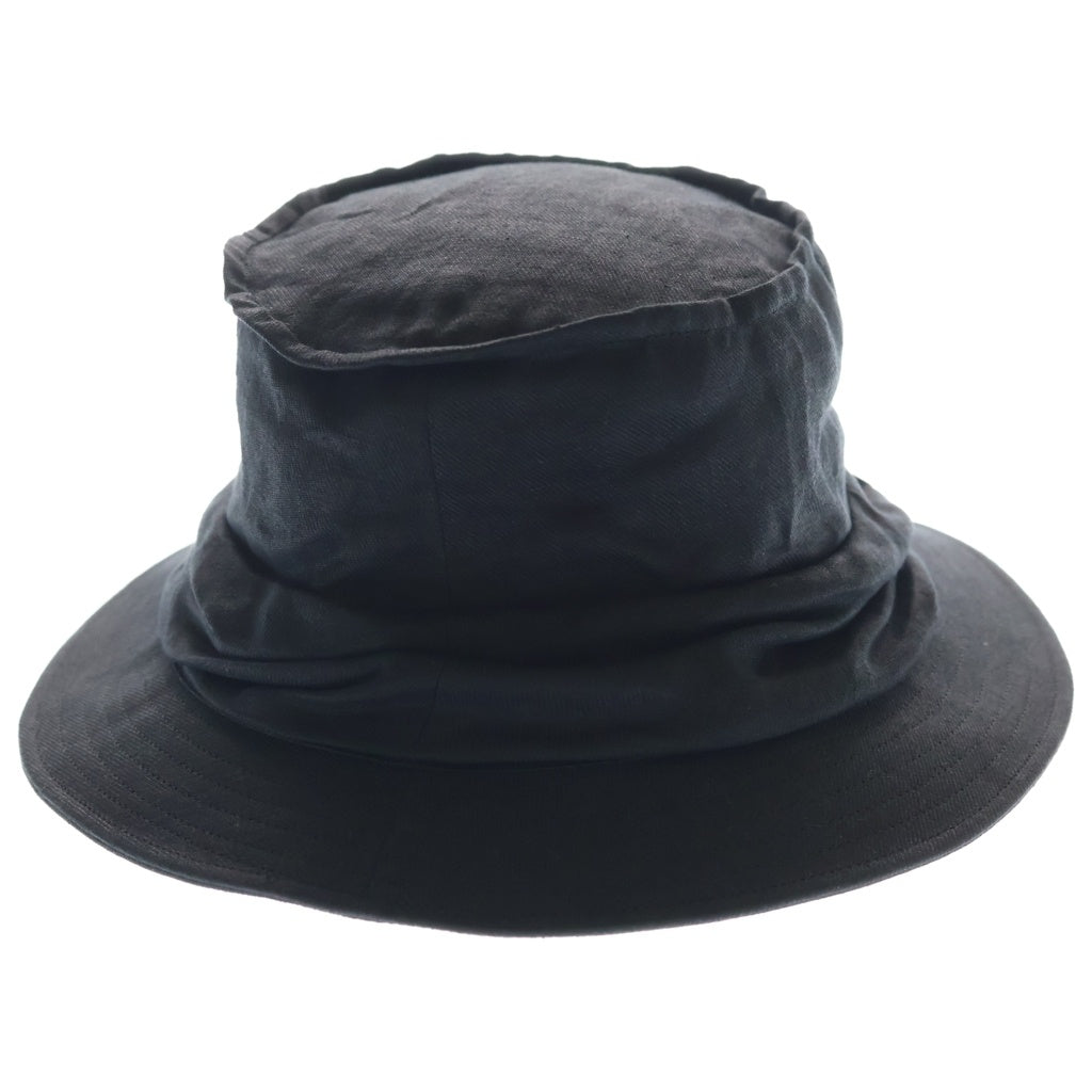 Yohji Yamamoto(ヨウジヤマモト) ギャバジン ドレープ バケットハット 帽子 ブラック HK-H07-361