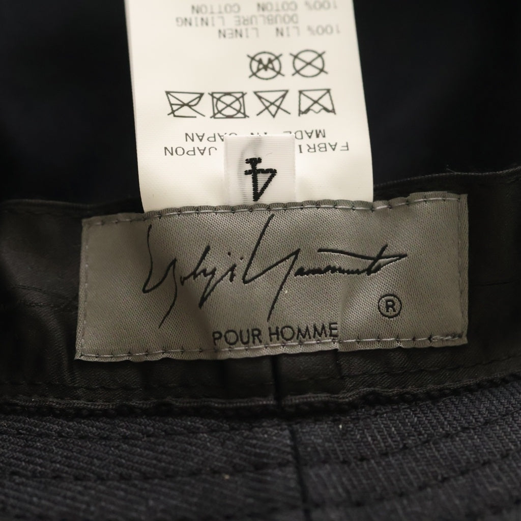 Yohji Yamamoto(ヨウジヤマモト) ギャバジン ドレープ バケットハット 帽子 ブラック HK-H07-361
