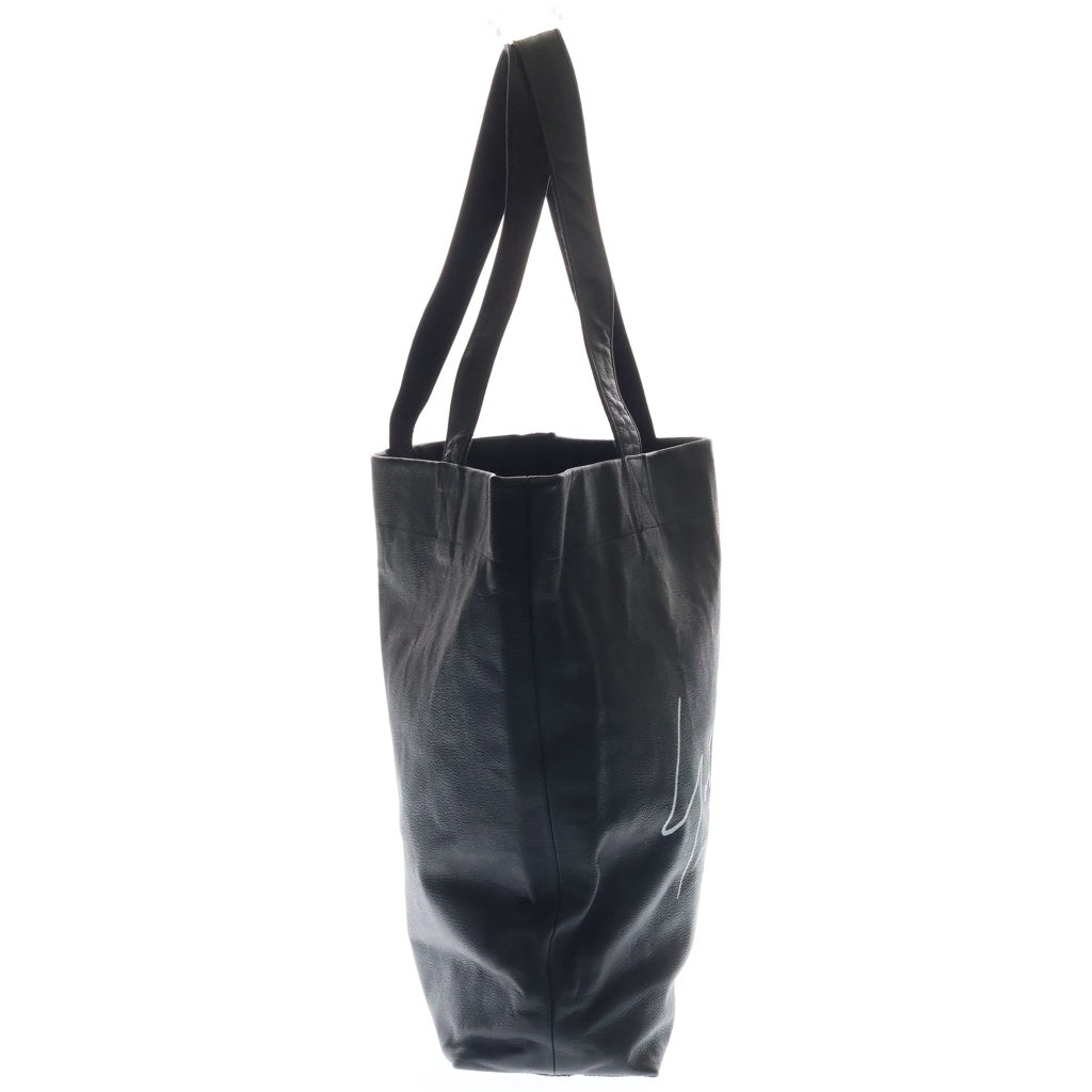Yohji Yamamoto(ヨウジヤマモト) ロゴデザイン レザー スモール トートバッグ ブラック