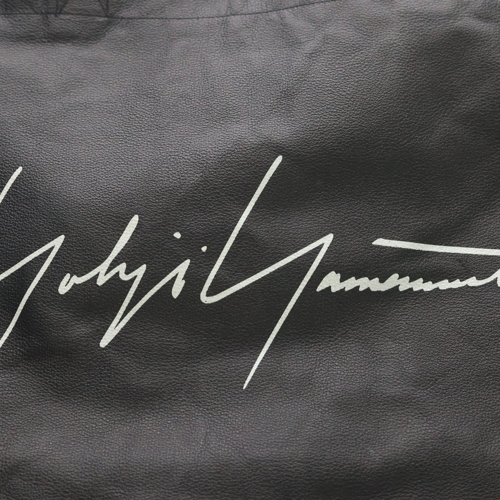 Yohji Yamamoto(ヨウジヤマモト) ロゴデザイン レザー スモール トートバッグ ブラック