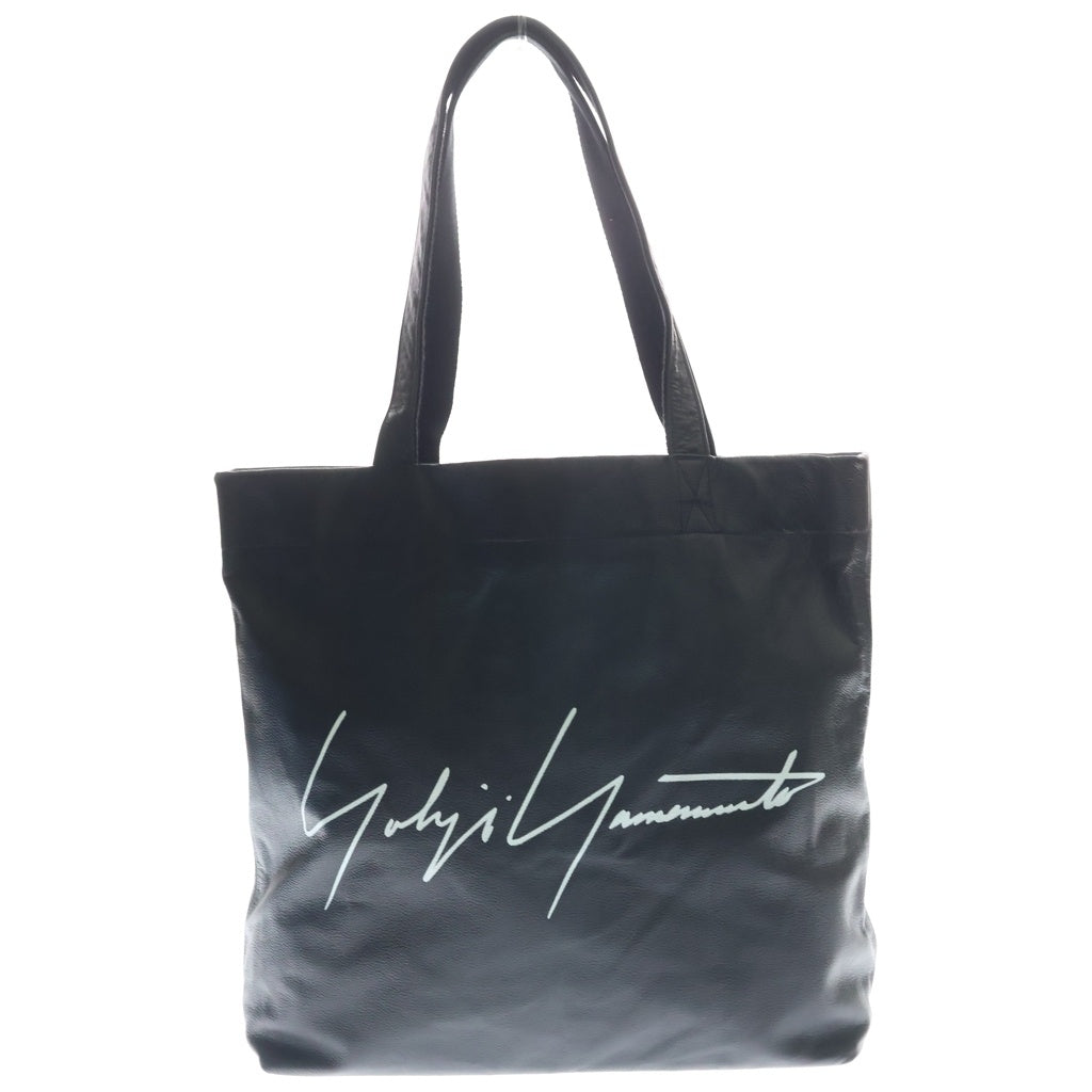 Yohji Yamamoto(ヨウジヤマモト) ロゴデザイン レザー スモール トートバッグ ブラック