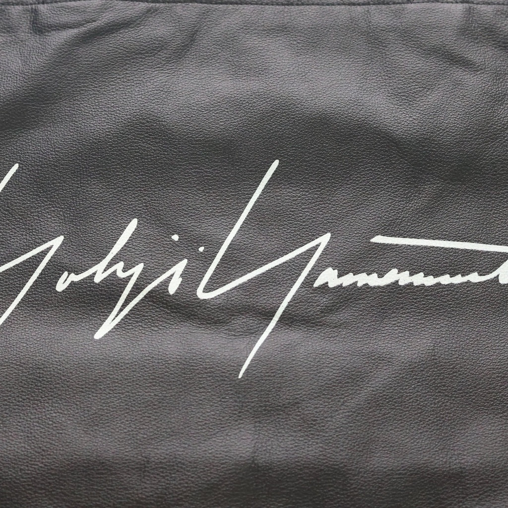 Yohji Yamamoto(ヨウジヤマモト) ロゴデザイン レザー スモール トートバッグ ブラック