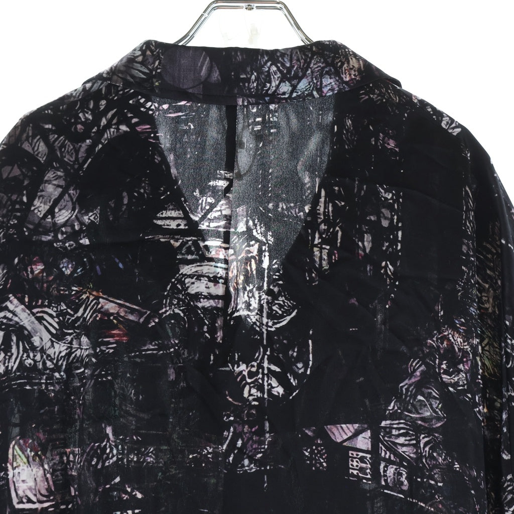 Yohji Yamamoto POUR HOMME(ヨウジヤマモト プールオム) LINING PRINTED LONG CAPE JACKET ライニング プリンテッド ロング ケープジャケット ブラック HK-J54-407
