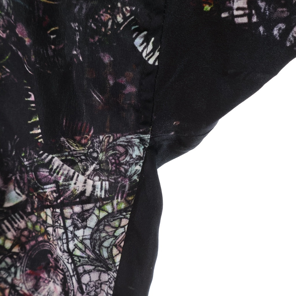 Yohji Yamamoto POUR HOMME(ヨウジヤマモト プールオム) LINING PRINTED LONG CAPE JACKET ライニング プリンテッド ロング ケープジャケット ブラック HK-J54-407
