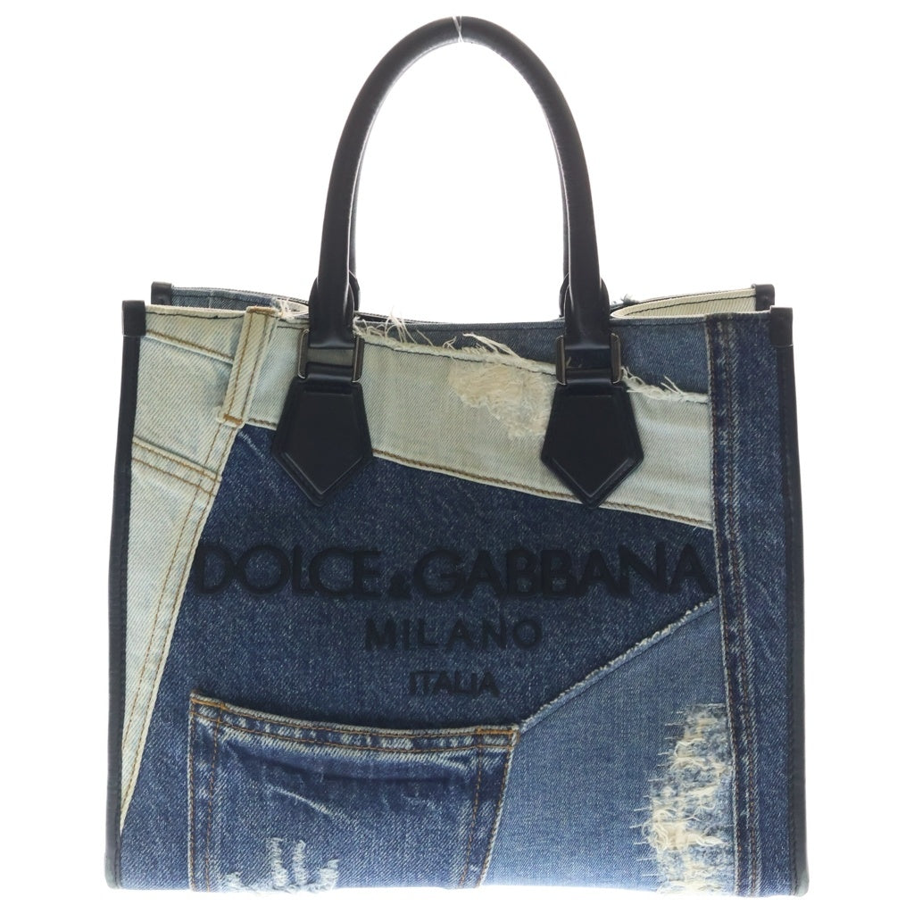 DOLCE & GABBANA(ドルチェアンドガッバーナ) Shopping Bag Denim Logo Embroidery ショッピングバッグ デニム ロゴエンブロイダリー ブルー BB2012AO6218M800 レディース