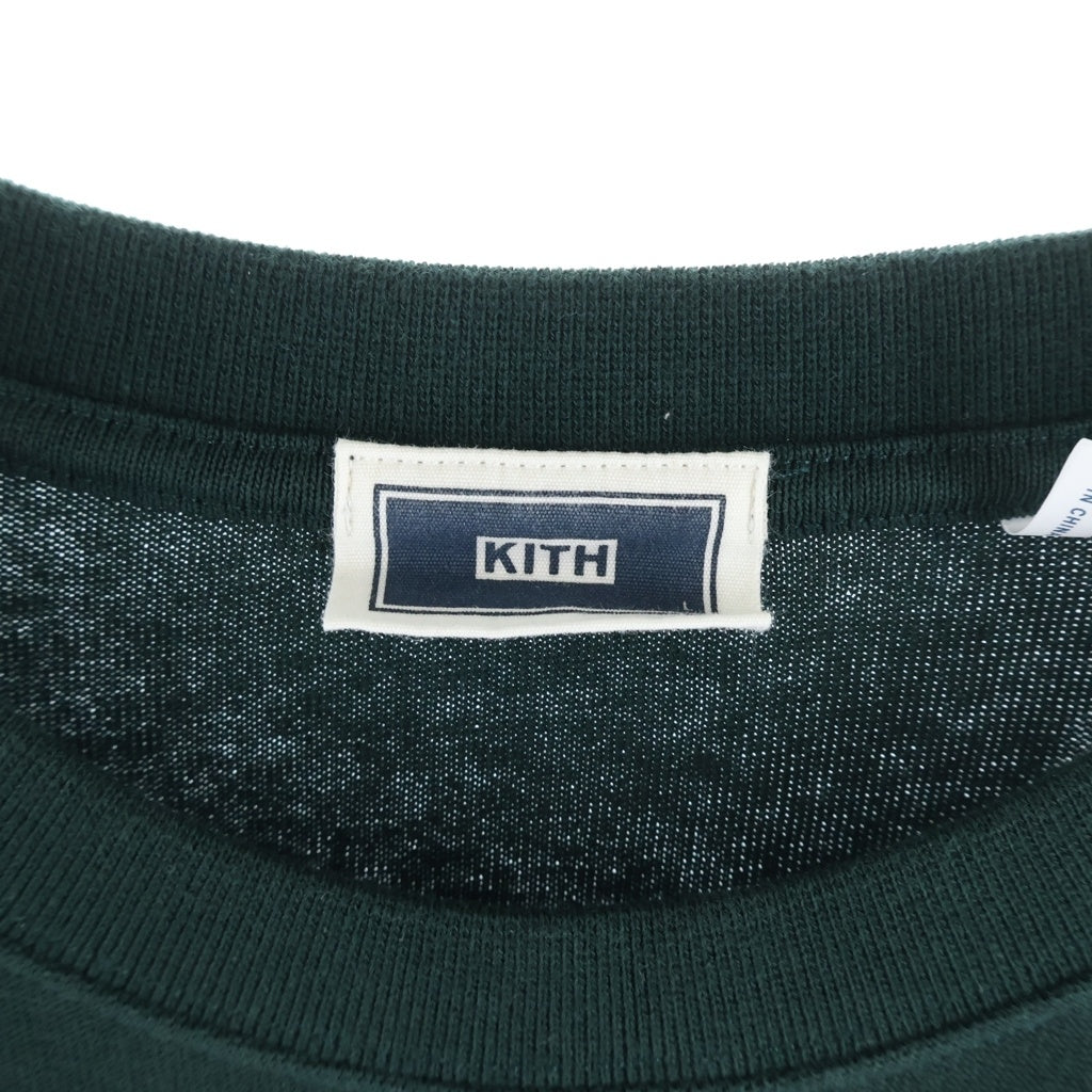 KITH(キス) 25SS QUINN L/S TEE クイン 胸ロゴデザイン クルーネック カットソー 長袖Tシャツ グリーン 21-071-060-0000-1-0