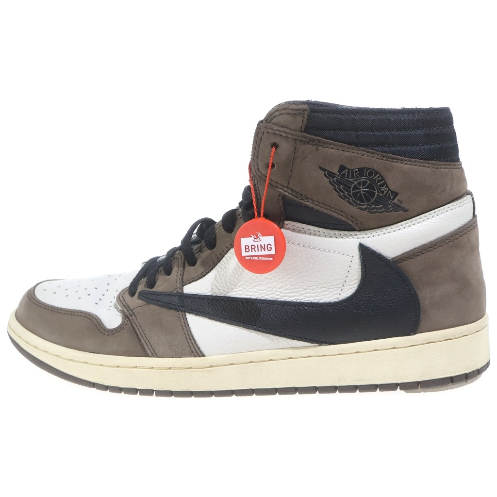 NIKE(ナイキ) ×TRAVIS SCOTT AIR JORDAN 1 HIGH OG TS SP トラヴィススコット エアジョーダン1 ハイカットスニーカー ブラウン/ホワイト US12/30.0cm CD4487-100