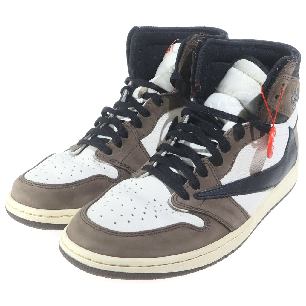NIKE(ナイキ) ×TRAVIS SCOTT AIR JORDAN 1 HIGH OG TS SP トラヴィススコット エアジョーダン1 ハイカットスニーカー ブラウン/ホワイト US12/30.0cm CD4487-100