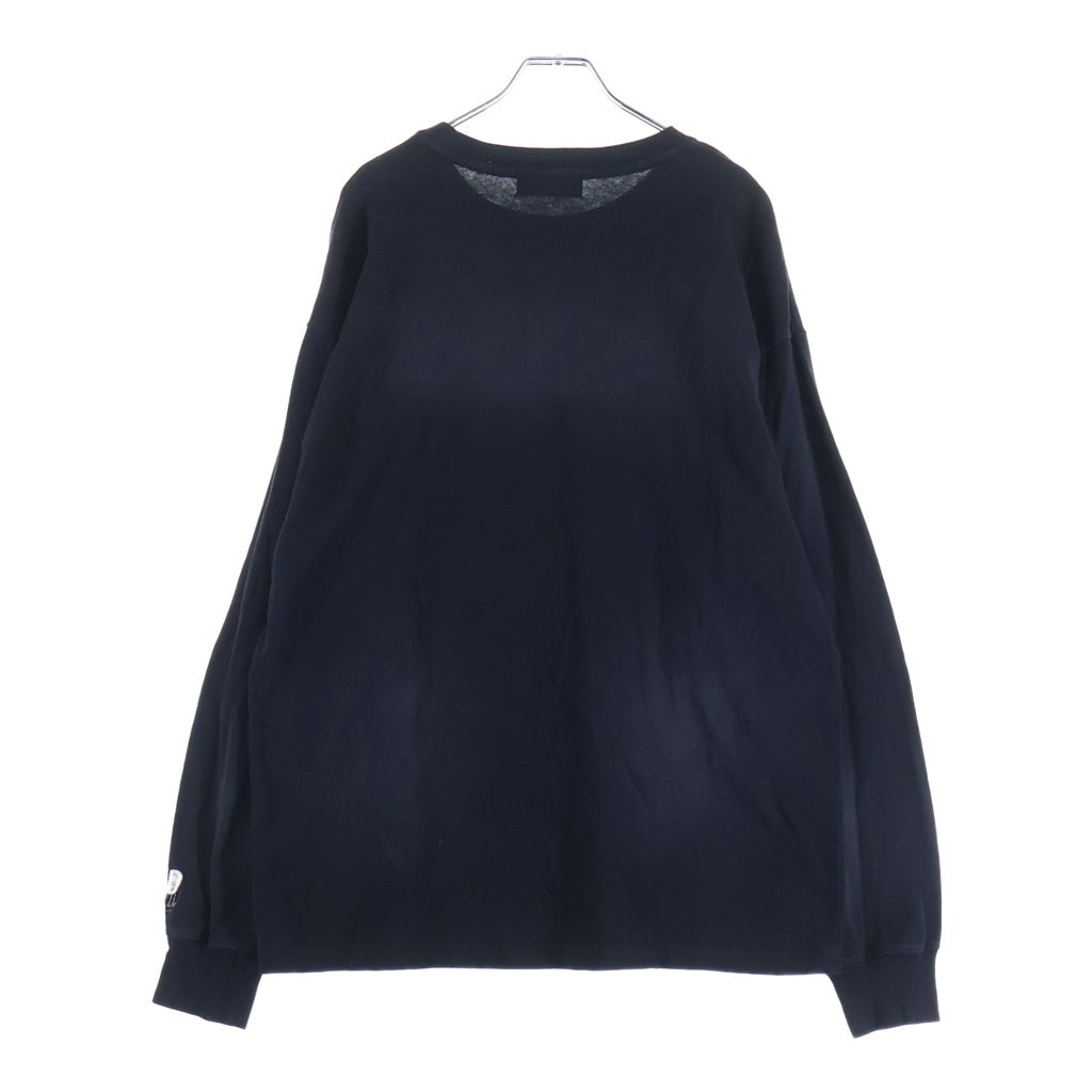 WIND AND SEA(ウィンダンシー) SULFUR DYEING LOGO L/S TEE サフール ダイイング ロゴデザイン クルーネック カットソー 長袖Tシャツ ブラック WDS-O-ESD-27-Q1-CS-01