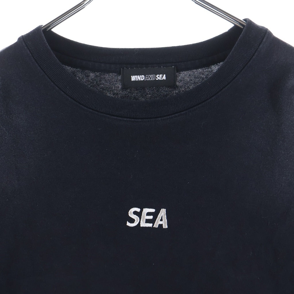 WIND AND SEA(ウィンダンシー) SULFUR DYEING LOGO L/S TEE サフール ダイイング ロゴデザイン クルーネック カットソー 長袖Tシャツ ブラック WDS-O-ESD-27-Q1-CS-01