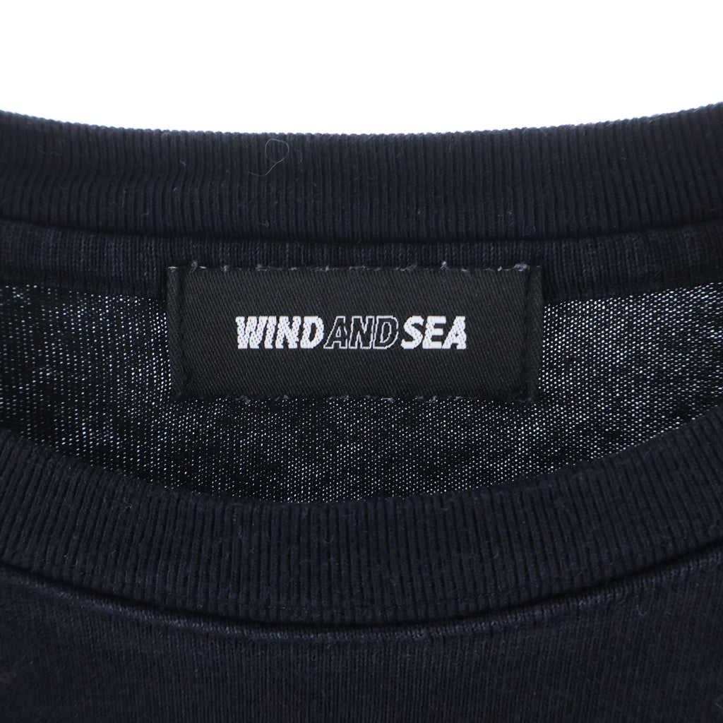 WIND AND SEA(ウィンダンシー) SULFUR DYEING LOGO L/S TEE サフール ダイイング ロゴデザイン クルーネック カットソー 長袖Tシャツ ブラック WDS-O-ESD-27-Q1-CS-01