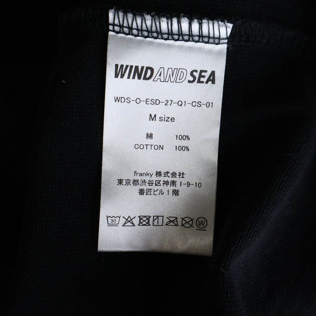 WIND AND SEA(ウィンダンシー) SULFUR DYEING LOGO L/S TEE サフール ダイイング ロゴデザイン クルーネック カットソー 長袖Tシャツ ブラック WDS-O-ESD-27-Q1-CS-01