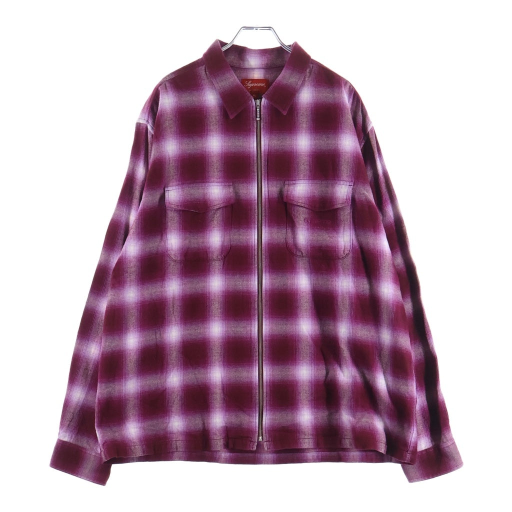 SUPREME(シュプリーム) 22AW Shadow Plaid Zip Up Shirt シャドー プレイド ジップアップ シャツジャケット レッド