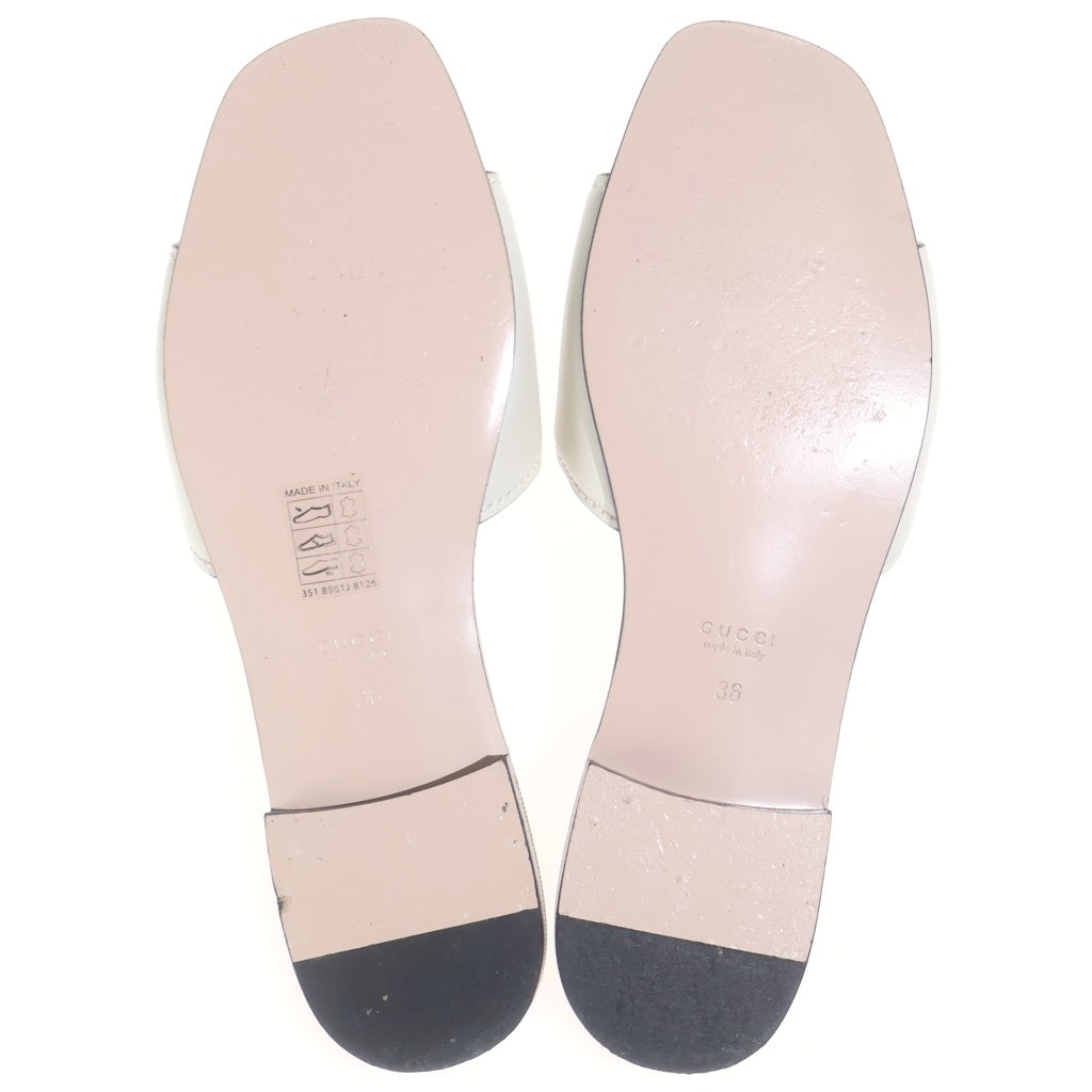 GUCCI(グッチ) インターロッキングG レザー サンダル アイボリー レディース