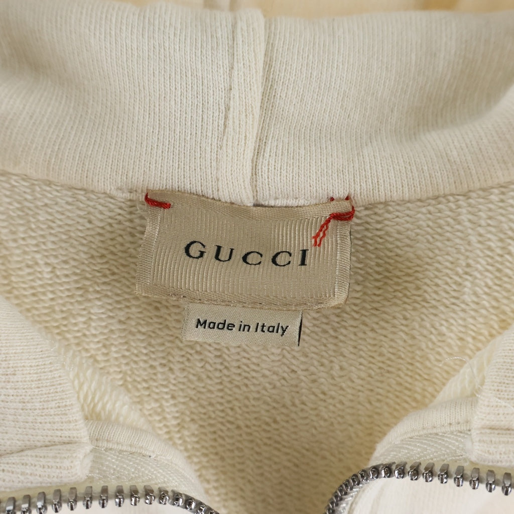 GUCCI(グッチ) シェリーライン ロゴデザイン ハーフジップ フーデッド スウェット パーカー ベージュ レディース 653666 XJDKA
