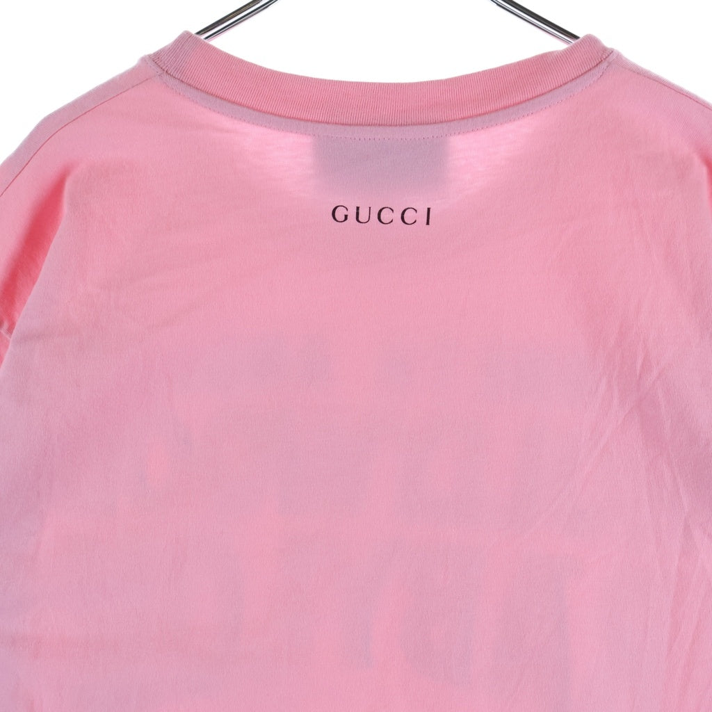 GUCCI(グッチ) 2SS KENNETH ANGERS HOLLYWOOD BABYLON ハリウッド ロゴデザイン クルーネック カットソー 半袖Tシャツ ピンク 616036 XJEJU レディース