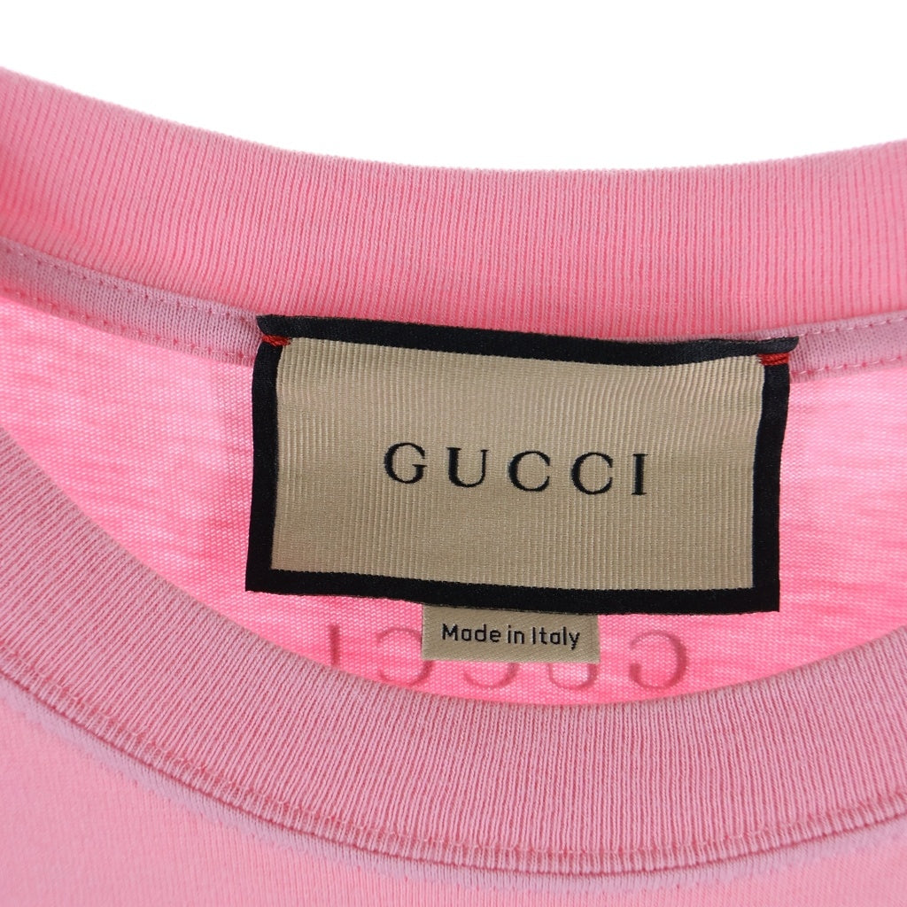 GUCCI(グッチ) 2SS KENNETH ANGERS HOLLYWOOD BABYLON ハリウッド ロゴデザイン クルーネック カットソー 半袖Tシャツ ピンク 616036 XJEJU レディース